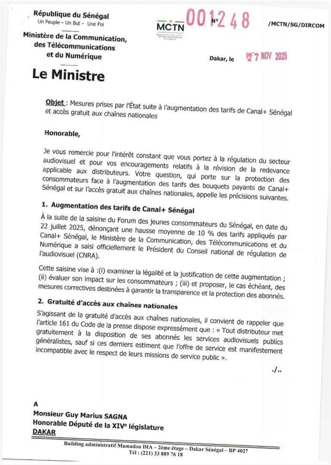 Hausse des tarifs de Canal+: L’Etat du Sénégal a décidé d'agir pour la gratuité des chaînes nationales