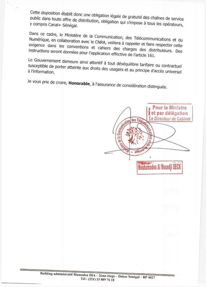 Hausse des tarifs de Canal+: L’Etat du Sénégal a décidé d'agir pour la gratuité des chaînes nationales
