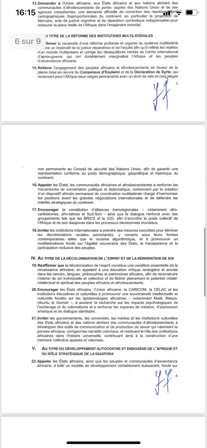 Déclaration finale du 9ᵉ Congrès panafricain : L’urgence d’un panafricanisme renouvelé