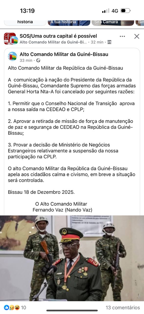 Guinée-Bissau : Les putschistes menacent de se retirer de la CEDEAO et de la CPLP