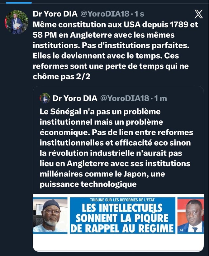 Dr. Yoro Dia, ancien Ministre : “ Les réformes sont une perte de temps…”