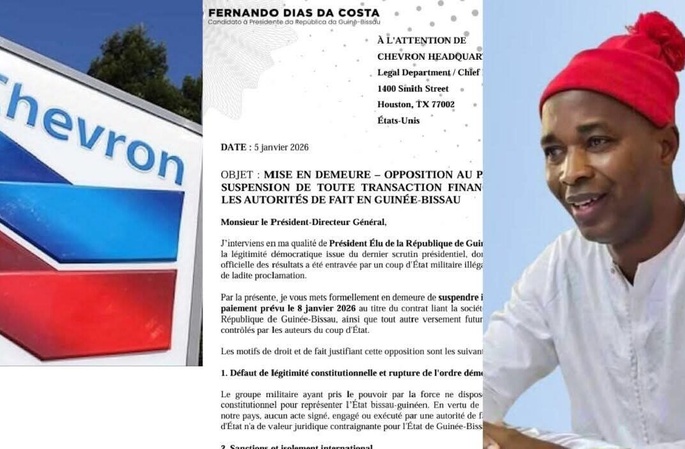 Guinée-Bissau : Fernando Dias Da Costa met en garde Chevron et exige la suspension de tout paiement au régime issu du putsch