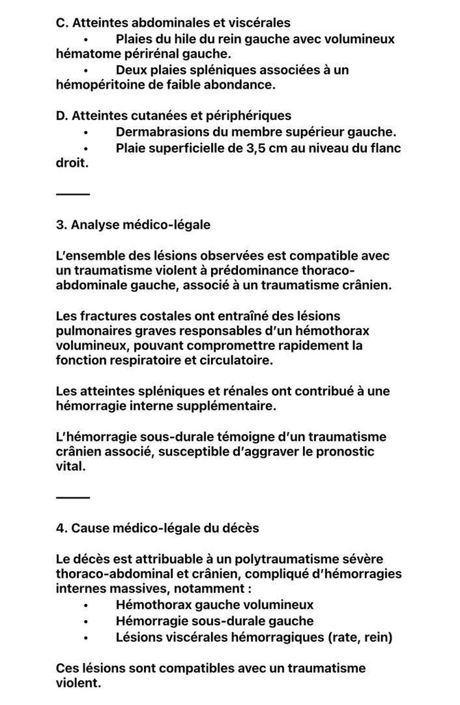 L’autopsie du corps de l’étudiant Abdoulaye Bâ conclut à un décès provoqué par de graves traumatismes multiples, associés à d’importantes hémorragies internes L’autopsie du corps de l’étudiant Abdoulaye Bâ conclut à un décès provoqué par de graves traumatismes multiples, associés à d’importantes hémorragies internes
