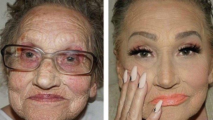 A 80 ans, elle a demandé à sa petite-fille de la maquiller pour la rendre « plus jeune » : le résultat est incroyable !