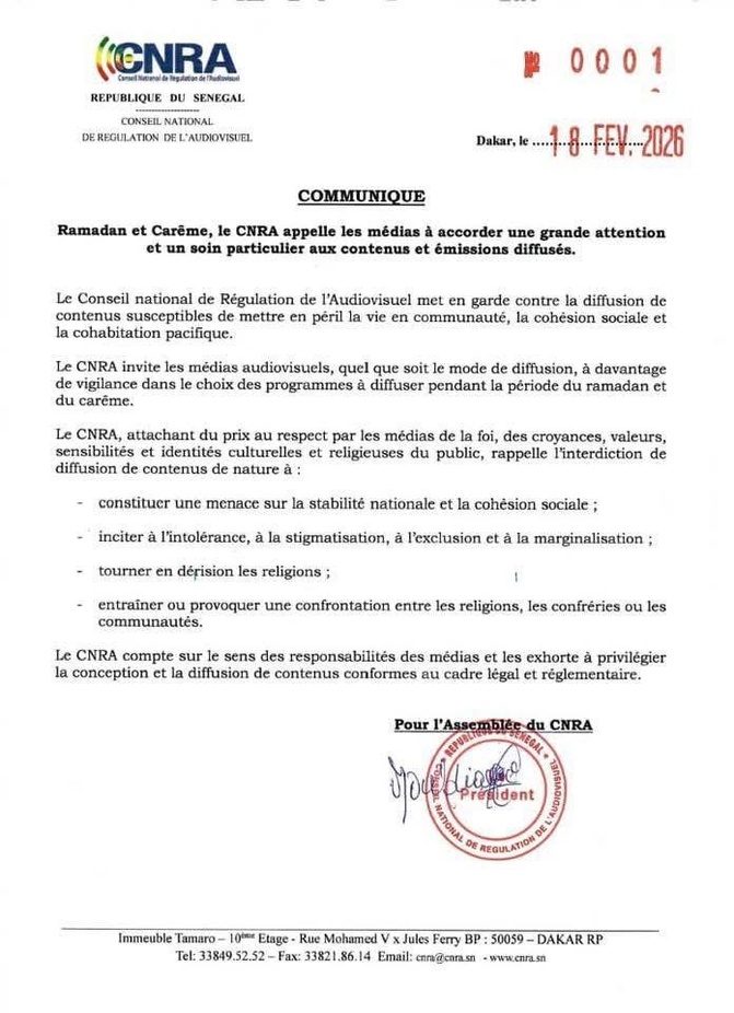 Ramadan et Carême: Le CNRA appelle les médias à accorder une grande attention et un soin particulier, aux contenus et émissions diffusés
