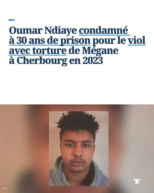 Viol avec torture de Mégane à Cherbourg : Oumar Ndiaye condamné à 30 ans de prison