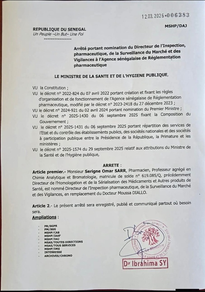 Affaire Softcare : Dr. Moussa Diallo relevé de ses fonctions à l’Inspection pharmaceutique