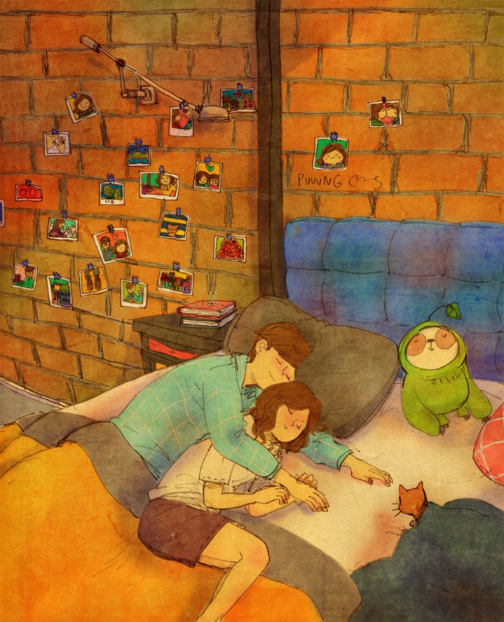 Un artiste illustre avec talent et tendresse le quotidien des amoureux... Adorable !