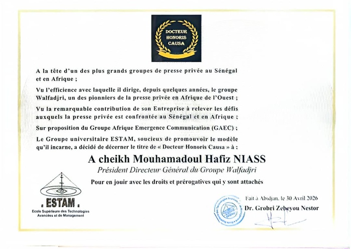 Me Cheikh Niass élevé au rang de Docteur Honoris Causa
