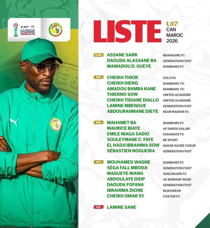 CAN U17 2026 : Lamine Sané dévoile la liste des Lionceaux