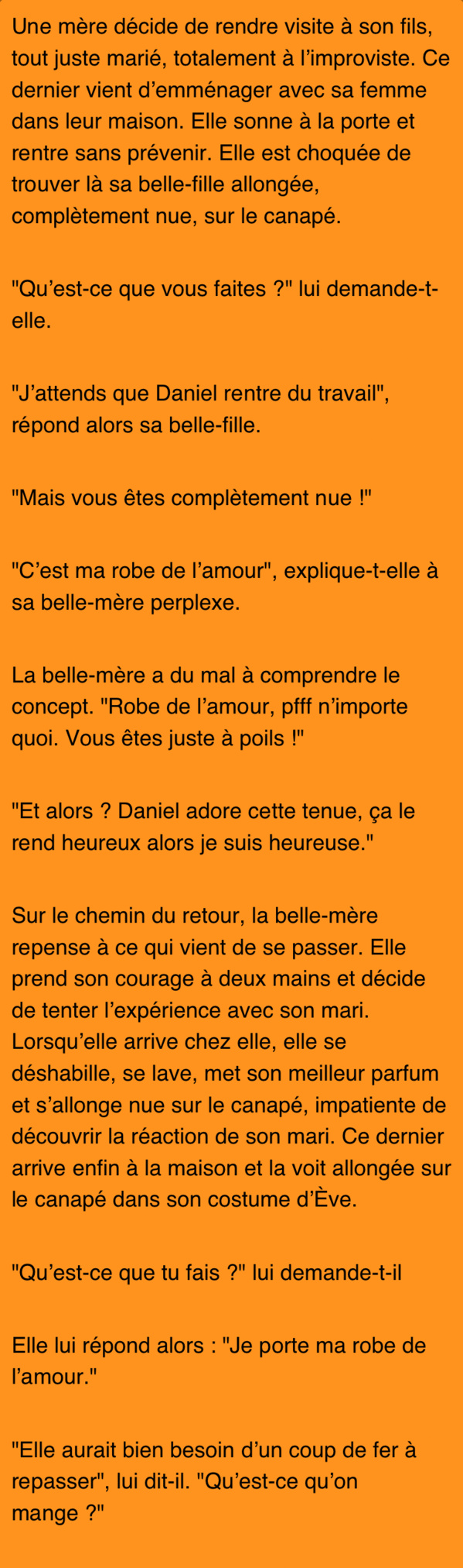 Blague du jour: une femme fait une surprise à son mari - toute nue