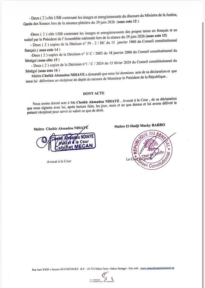 Le président Bassirou Diomaye Faye conteste la procédure de révision constitutionnelle devant le Conseil constitutionnel.