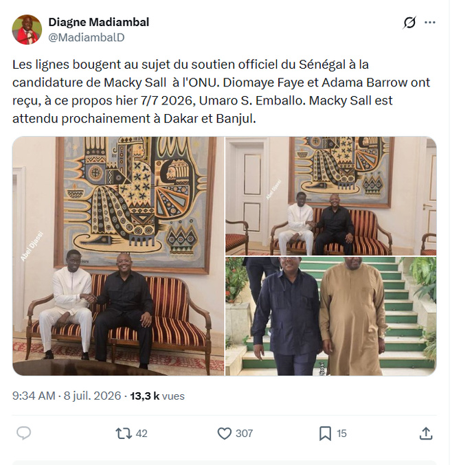 Présidence de l’ONU : Madiambal Diagne annonce un possible soutien du Sénégal à la candidature de Macky Sall