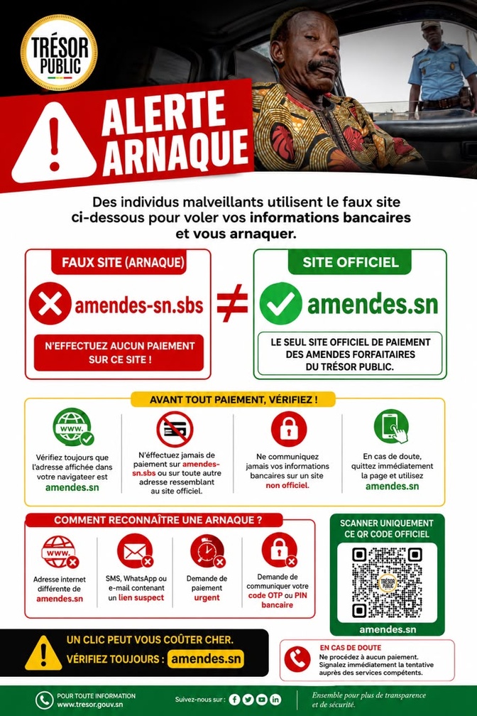 Le Trésor public met en garde contre un faux site de paiement des amendes