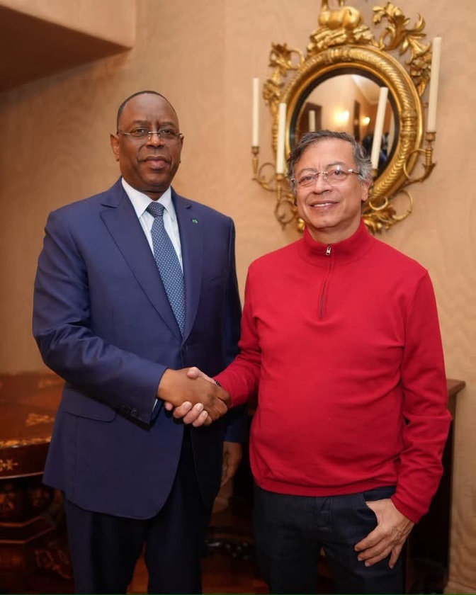 Macky Sall reçu par Gustavo Petro à Bogota dans le cadre de sa campagne pour l’ONU