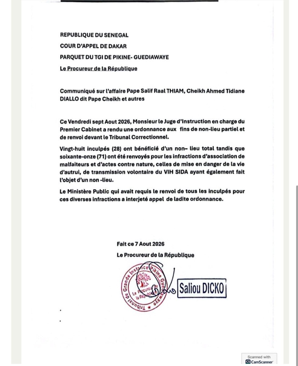 Affaire Pape Cheikh Diallo : le Parquet conteste la décision du juge d’instruction