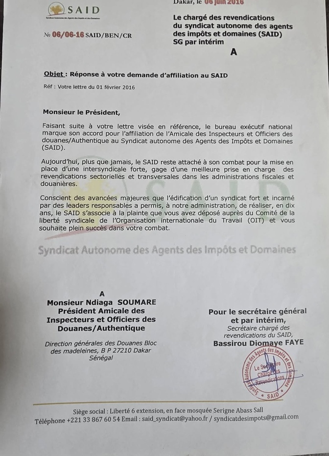 Droit syndical des douaniers : Ndiaga Soumaré interpelle Bassirou Diomaye Faye avec un ancien message du Président