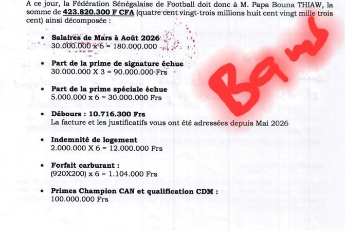 Football sénégalais : Pape Bouna Thiaw réclame plus de 423 millions FCFA à la Fédération