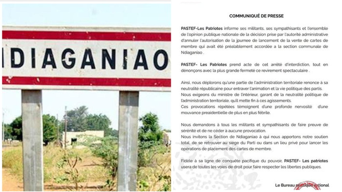 Ndiaganiao : Pastef réagit à l’interdiction de sa cérémonie de vente de cartes