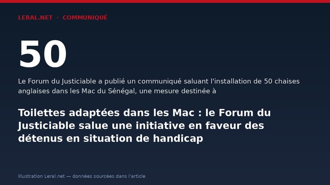 Toilettes adaptées dans les Mac : le Forum du Justiciable salue une initiative en faveur des détenus en situation de handicap