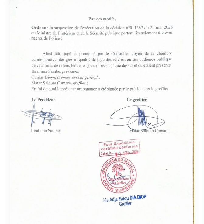La Cour suprême suspend le licenciement des élèves agents de la 49ᵉ promotion