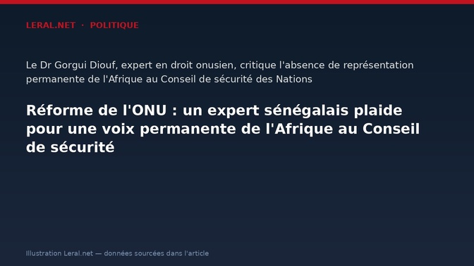 Réforme de l'ONU : un expert sénégalais plaide pour une voix permanente de l'Afrique au Conseil de sécurité