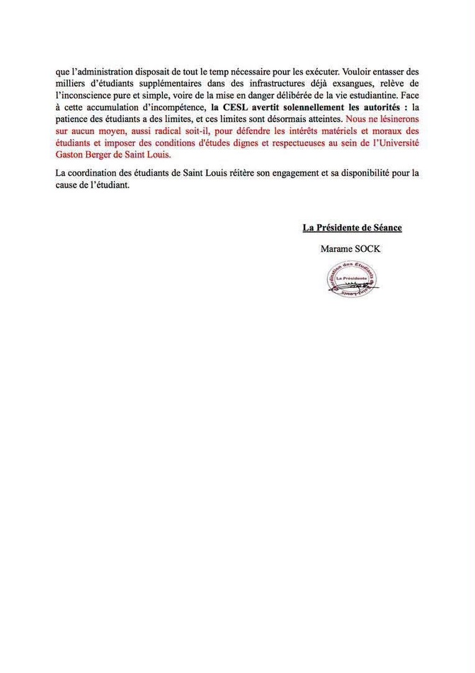 UGB : la CESL dénonce une gestion « irresponsable » et menace de durcir le ton