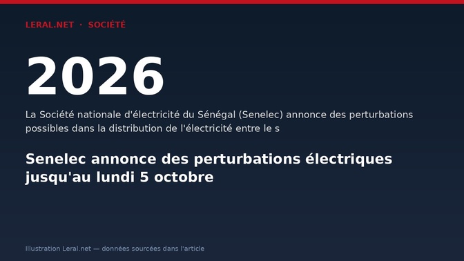 Senelec annonce des perturbations électriques jusqu'au lundi 5 octobre