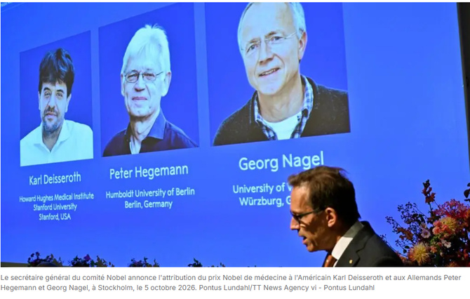 Le prix Nobel de médecine est décerné à Karl Deisseroth, Peter Hegemann et Georg Nagel