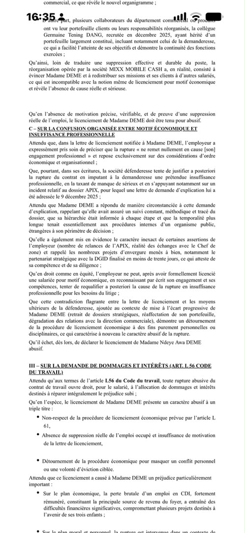 ​Free Sénégal : un litige pour licenciement abusif porte sur 100 millions de FCFA