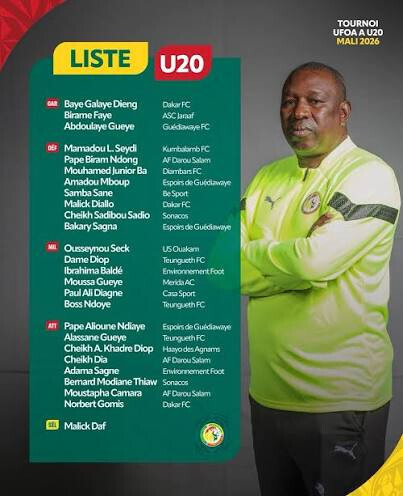 U20 : Malick Daf publie sa liste de 24 joueurs pour l'UFOA-A