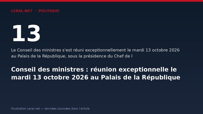 Conseil des ministres : réunion exceptionnelle le mardi 13 octobre 2026 au Palais de la République