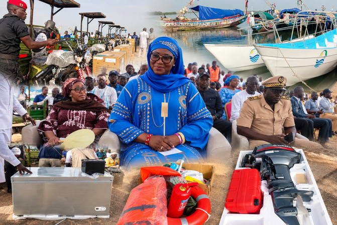 Ziguinchor : la ministre des Pêches remet du matériel aux femmes transformatrices et des embarcations aux CLPA