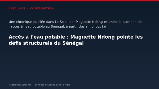 Accès à l'eau potable : Maguette Ndong pointe les défis structurels du Sénégal