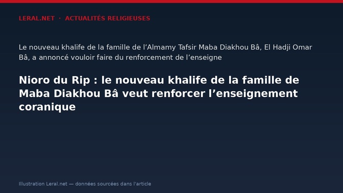 Nioro du Rip : le nouveau khalife de la famille de Maba Diakhou Bâ veut renforcer l’enseignement coranique