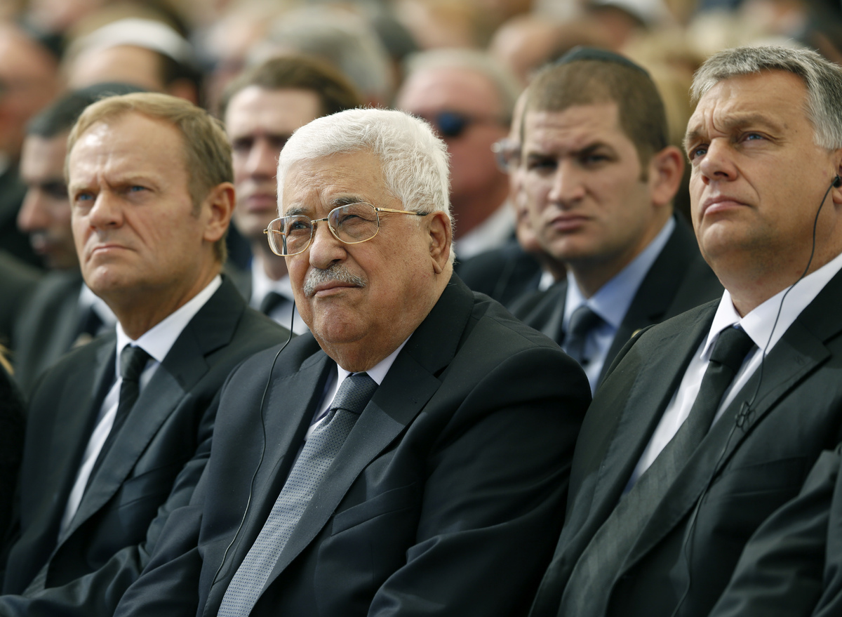 Le président palestinien Mahmoud Abbas et le président du Conseil européen Donald Tusk
