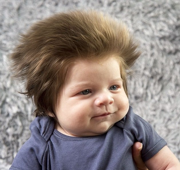 Agé de neuf semaines seulement, ce bébé est le plus cool du monde avec sa touffe de cheveux incroyable