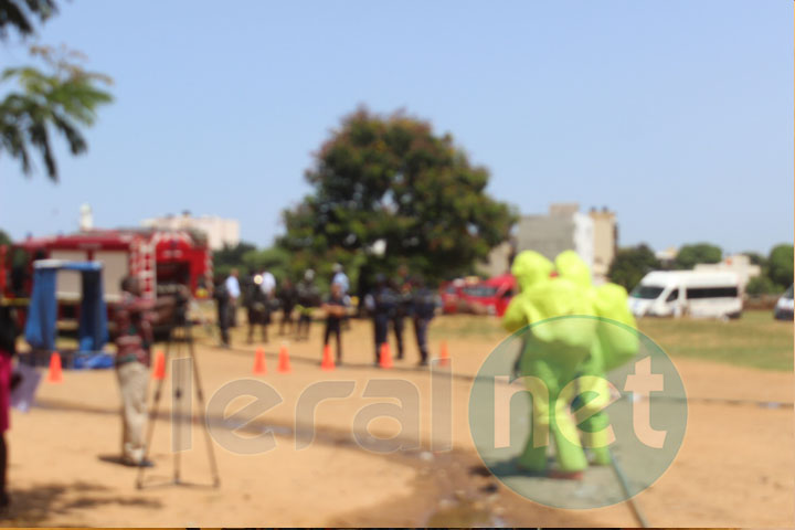 Séance de simulation d'accident à effet chimique à l'Ecole Nationale de Police.