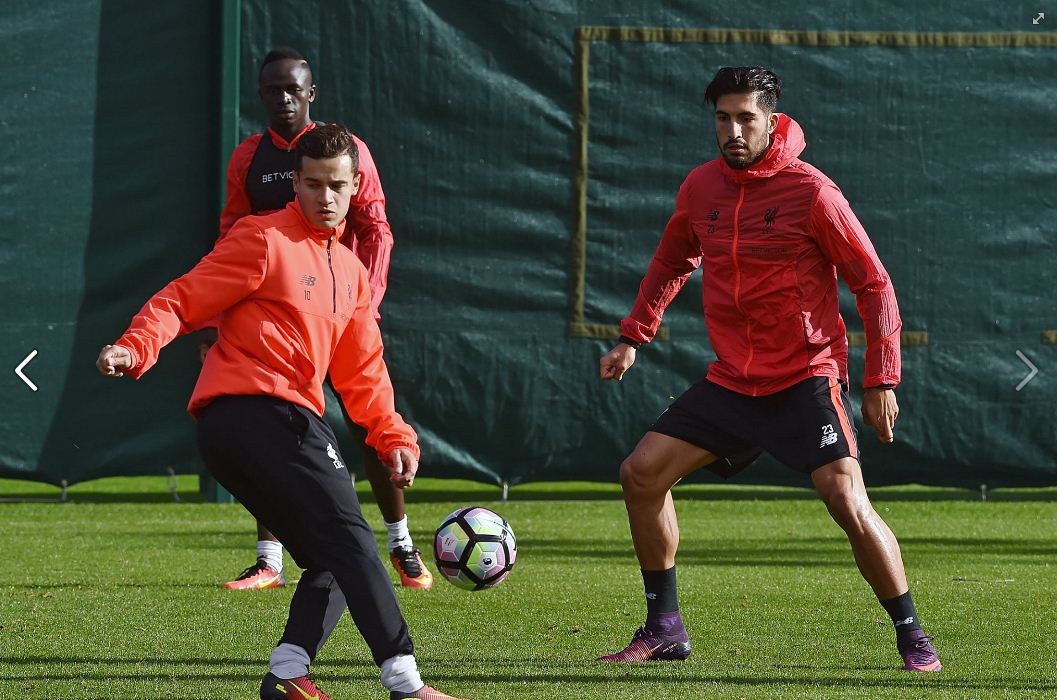 Liverpool : Sadio Mané, Coutinho, Lallana à l’entrainement à la salle de formation en préparatif du match contre West Bromwich le samedi prochain