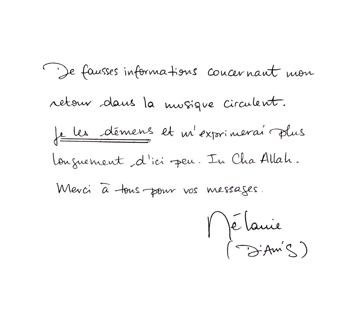 La presse annonce le retour de Diam's, elle répond