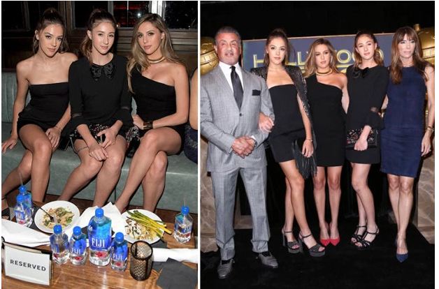 Photos : Sylvester Stallone "Rambo" et ses trois sexy belles filles lors des Golden Globes awards