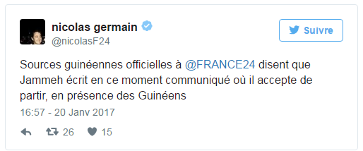 Urgent GAMBIE: Yahya Jammeh accepte de se retirer