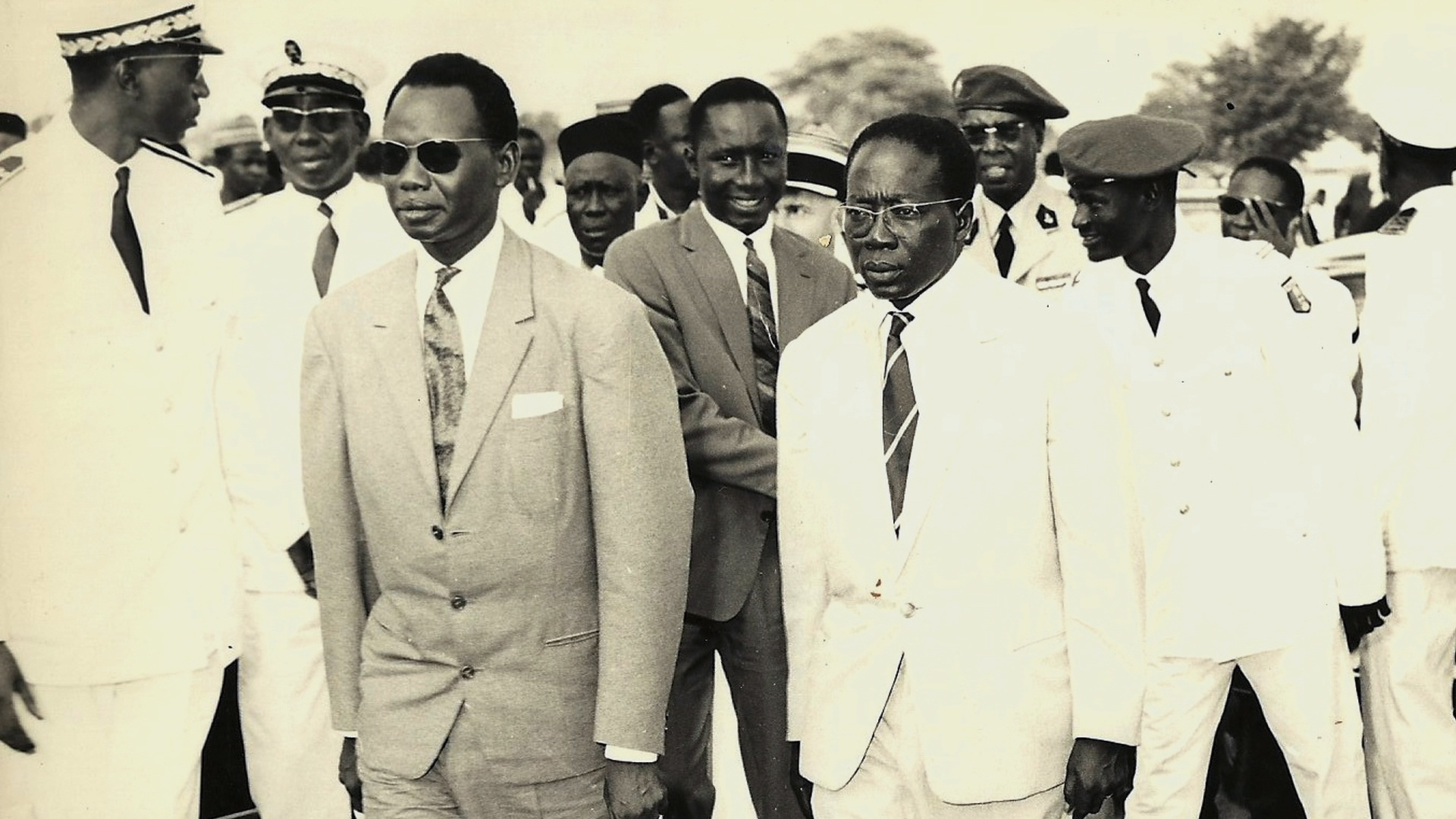 Mamadou Dia, Valdiodio Ndiaye(au milieu) et Léopold Sédar Senghor.
