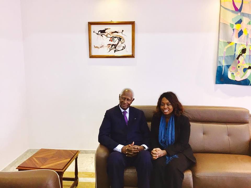 Amy Sarr Fall et l'ancien Président de la République du Sénégal, Abdou Diouf 
