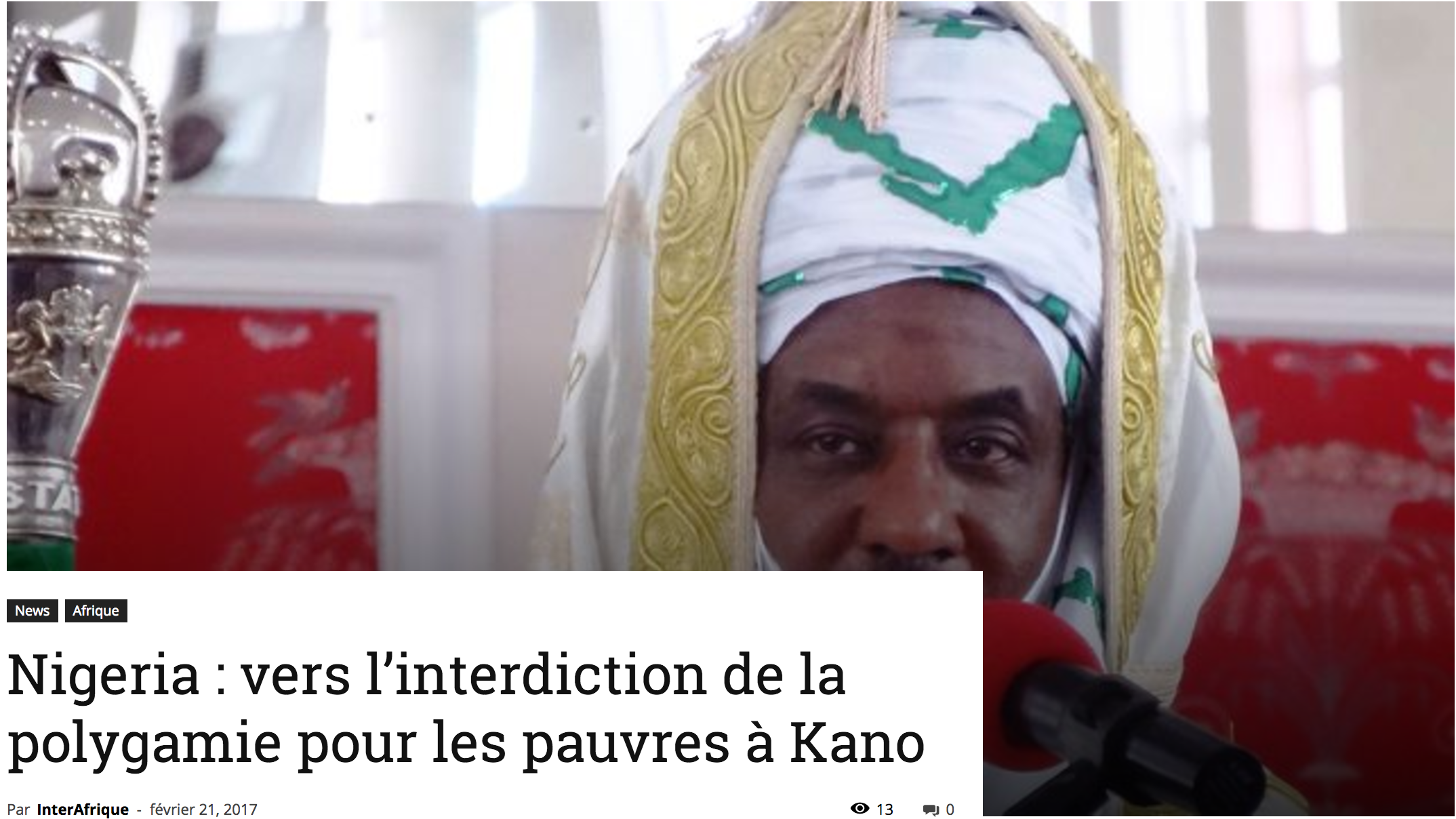 Nigeria : vers l’interdiction de la polygamie pour les pauvres à Kano