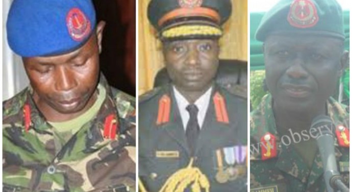 Début de purge dans l’armée gambienne: Le Chef d’état-major Badjie, les généraux Savage et Sowe, MA Bah, entre d’autres, envoyés à une retraite anticipée