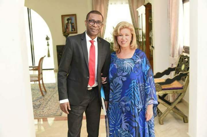 Youssou Ndour avec Dominique Claudine Nouvian Ouattara, la Première dame de Côte d'Ivoire