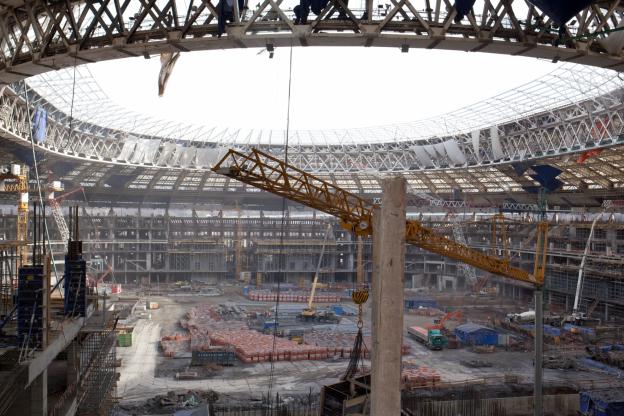 Le stade de Moscou en travaux. (C. Calais/L'Equipe)