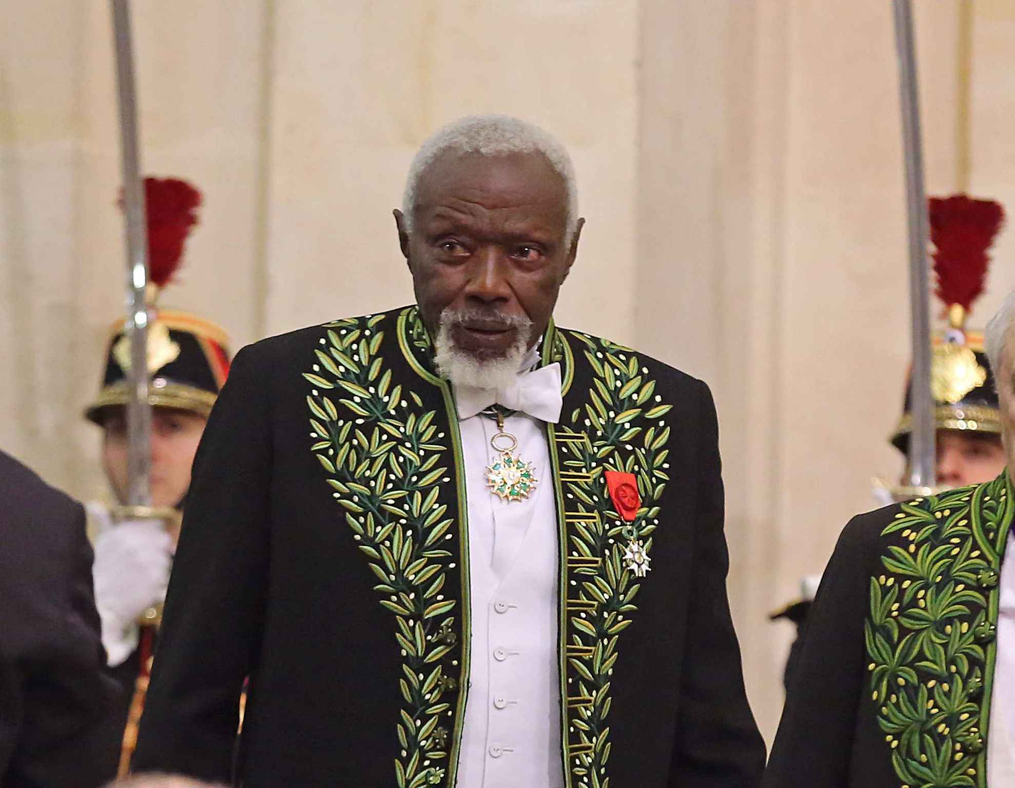 Ousmane Sow lors de la cérémonie de son entrée à l'académie des beau arts à Paris le 11 décembre 2013.