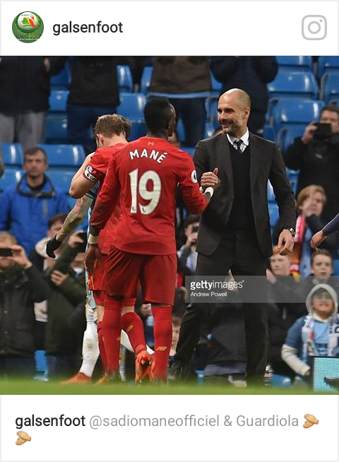 Pep Guardiola à Sadio mané à le match City/Liverpool: "Super"